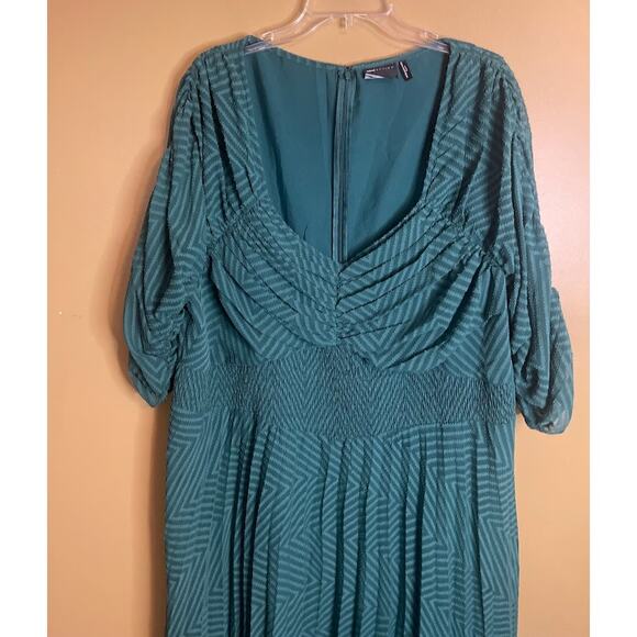 Asos Design Green Pleated Ruched Front Pleated Midi Evening Dress US Size 22 - Picture 2 of 7